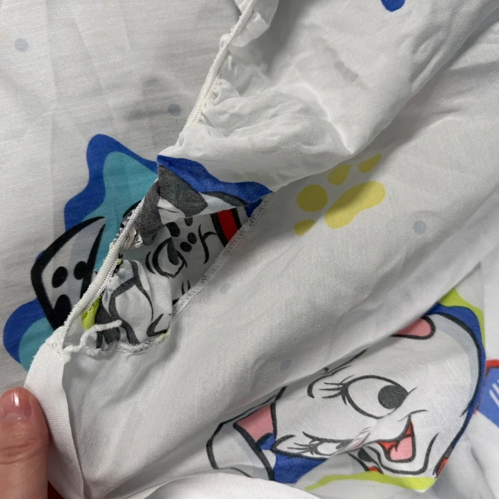 Vintage Disney 101 Dalmatians Twin Sheet Set White Pongo Perdita 90s Bedding
